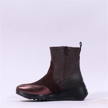 Wonders Kyoto Stretch Wedge Boot - Brown Stretch